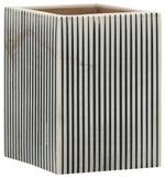 Sagebrook Home 16865 Resin, 3"x4" Striped Pencil Cup, Ivory/Black