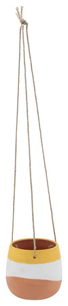 Sagebrook Home 16484-02 Ceramic 6" Terracotta Hanging Planters, Yellow Multicolor