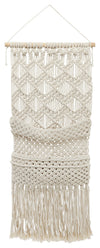 Sagebrook Home 16574-04 Cotton, 32" Macrame 2-Layered Wall Storage, Beige