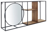 Sagebrook Home 16879-01 Metal/Wood 34" Wall Shelf With Mirror, Black/Brown