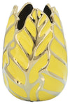 Sagebrook Home 13036-07 Ceramic 8" Leaf Vase, Yellowith Gold