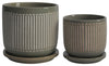 Sagebrook Home 14771-13 Ceramic Set of 2 5/6" Planter With Saucer Gray