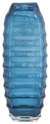 Sagebrook Home 16695-02 Glass, 11" Ridged Vase, Turquoise