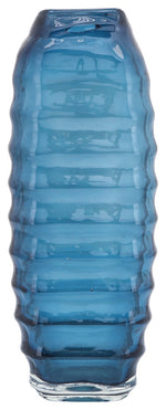 Sagebrook Home 16695-02 Glass, 11" Ridged Vase, Turquoise