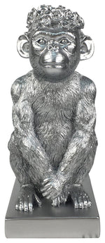 Sagebrook Home 16478-04 Resin 14" Monkey Figurine Flower Crown, Silver