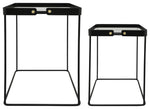 Sagebrook Home 16532-02, Set of 2 20"/22" Square Side Tables with Smokey Glass