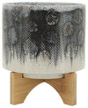 Sagebrook Home 16579-02 Ceramic, 8" Snakeskin Planter With Stand, Blue