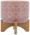 Sagebrook Home 14933-08 Ceramic, 7" Swirl Planter On Stand, D.Rose