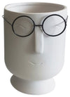 Sagebrook Home 16717-02 Porcelain, 7" Face With Glasses Vase, White