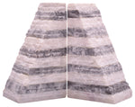 Sagebrook Home 15977-05 Set of 2, Marble 7" Pyramid Bookends, White/Gray