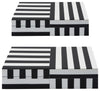 Sagebrook Home 16549-02 Resin, Set of 2 10"/12" Striped Boxes, Black/White