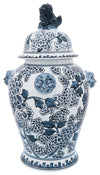 Sagebrook Home 16419-03 Ceramic 18" Lion Heads Temple Jar, Blue