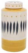 Sagebrook Home 16686-01 Ceramic 10" Tribal Jar With  Lid, Yellow