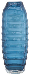 Sagebrook Home 16695-01 Glass, 14"H, Riged Vase, Turqoise