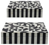 Sagebrook Home 16549-01 Resin, Set of 2, 10"/12" Harlequin Boxes, Black/White
