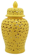 Sagebrook Home 12468-09 Pierced Yellow Temple Jar 24"