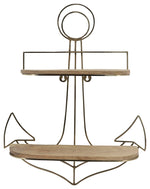 Sagebrook Home 15999-02 Metal, 24" Anchor Wall Shelf, Brown/Gold