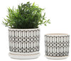 Sagebrook Home 16272-01 Set of 2 5"/6" Tribal Planter with Saucer, White