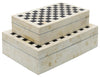 Sagebrook Home 16143 Resin Set of 2 Checkered Boxes, Black/White