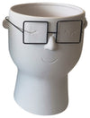 Sagebrook Home 16716-02 Porcelain, 9" Face With  Glasses Vase, White