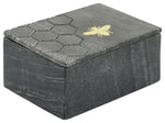 Sagebrook Home 15975-02 7"x5" Marble Box with Bee Accent, Black