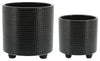 Sagebrook Home 15913-05 Set of 2 Weave Footed Planters 6"/8", Black