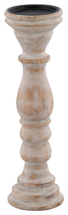 Sagebrook Home 16207-03 14" Wooden Pillar Holder, Natural