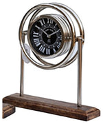 Sagebrook Home 16430 Metal/Wood, 12" x 13" Round Table Clock, Silver