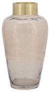 Sagebrook Home 16689-01 Glass, 11" Vase With Gold Band, Brown
