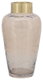 Sagebrook Home 16689-01 Glass, 11" Vase With Gold Band, Brown