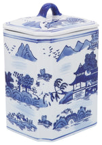 Sagebrook Home 16421-01 Ceramic 8" Rectangular Jar with Lid, Blue