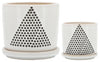 Sagebrook Home 16271-01 Set of 2, 5"/6" Triangle Dots Planter with Saucer, White