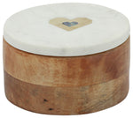 Sagebrook Home 16406-02 Marble/Wood, 5x5" Round Box-Heart, White