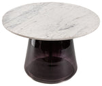 Sagebrook Home 16569-02 Marble Top, 19" Coffee Table Glass Base, Purple/White