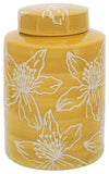 Sagebrook Home 16683-02 Ceramic 9" Flower Jar With Lid, Yellow