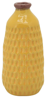 Sagebrook Home 13922-17 9" Dimpled Vase, Yellow