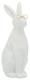Sagebrook Home 16943-01 Ceramic 11" Bunny with Glasses, White/Gold