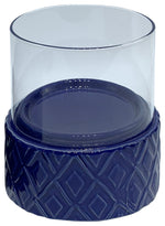 Sagebrook Home 16771-06 Cobalt Ceramic/Glass 5" Pillar Holder, Diamond