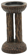 Sagebrook Home 16508-01 Wood, 8" Hammered Candle Holder, Brown