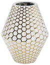 Sagebrook Home 12546-01 Ec, White/Gold Honeycomb Vase 9.75"