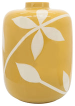 Sagebrook Home 16684-01 Ceramic, 14" Leaf Vase, Yellow