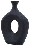 Sagebrook Home 15119-05 Ceramic 13" Beaded Oval Vase Cut-Out, Black