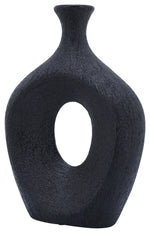 Sagebrook Home 15119-05 Ceramic 13" Beaded Oval Vase Cut-Out, Black