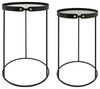 Sagebrook Home 16533 Metal, Set of 2, 21"/23 " Round Side Tables with Smokey Gl