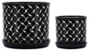 Sagebrook Home 16270-02 Set of 2 6/8" Dots Planter With Saucer Black