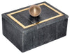 Sagebrook Home 16407-03 Marble, 7"x5" Rectangular Box - Knob, Black