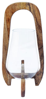 Sagebrook Home 15628-01 15" Glass Lantern with Wood Handle, Natural