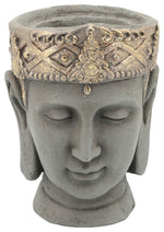 Sagebrook Home 16168-01 Resin, 7" Buddha Head Planter with Crown, Gray