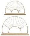 Sagebrook Home 16669 Metal/Wood, Set of 2 13"/16" Arched Wall Shelves, Gold