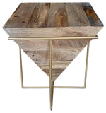 Sagebrook Home 16682 Wood, 18" Inverted Pyramid Side Table, Brown/Gold